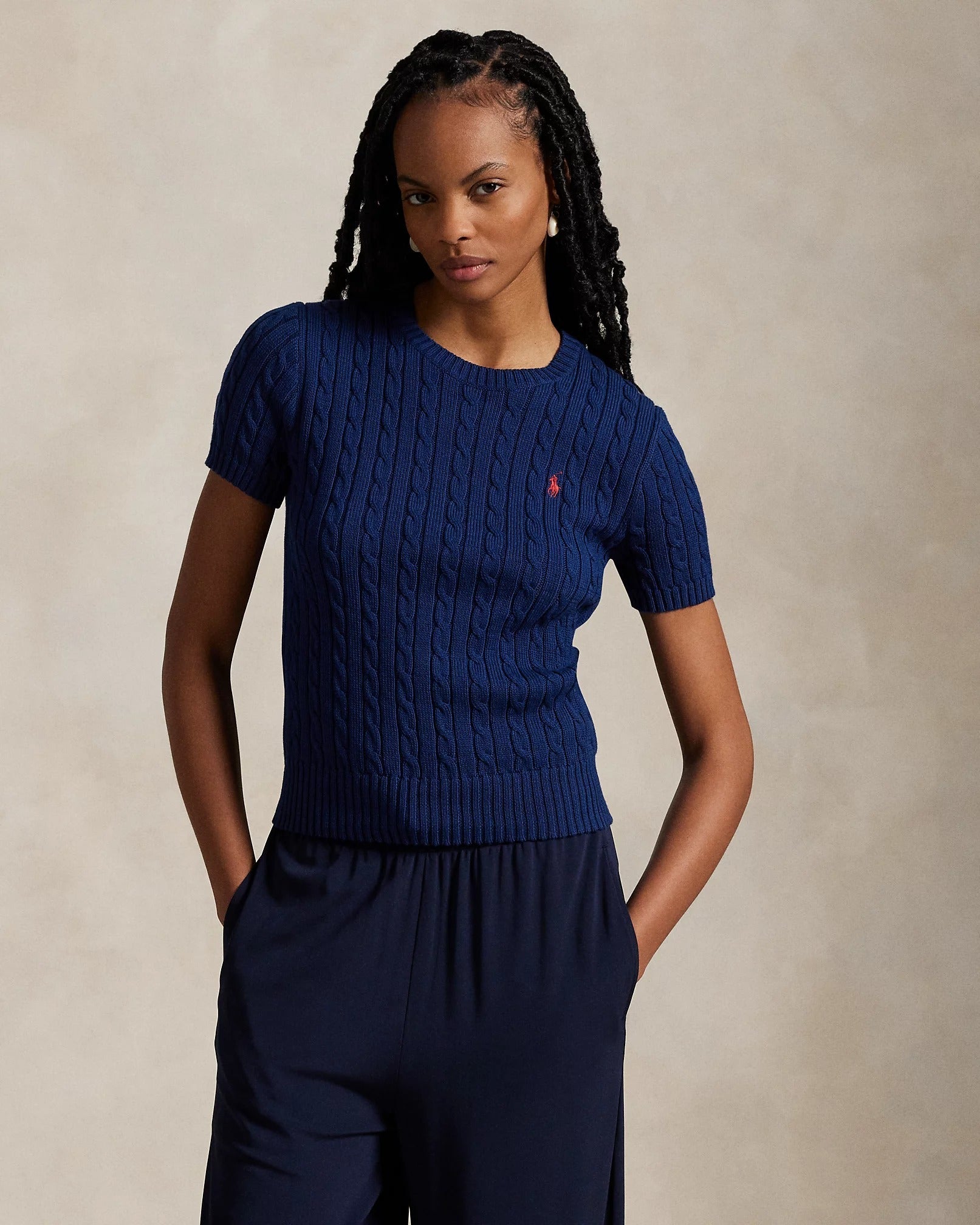 Ralph Lauren Pullover | Kurzarm-Pullover mit Zopfmuster