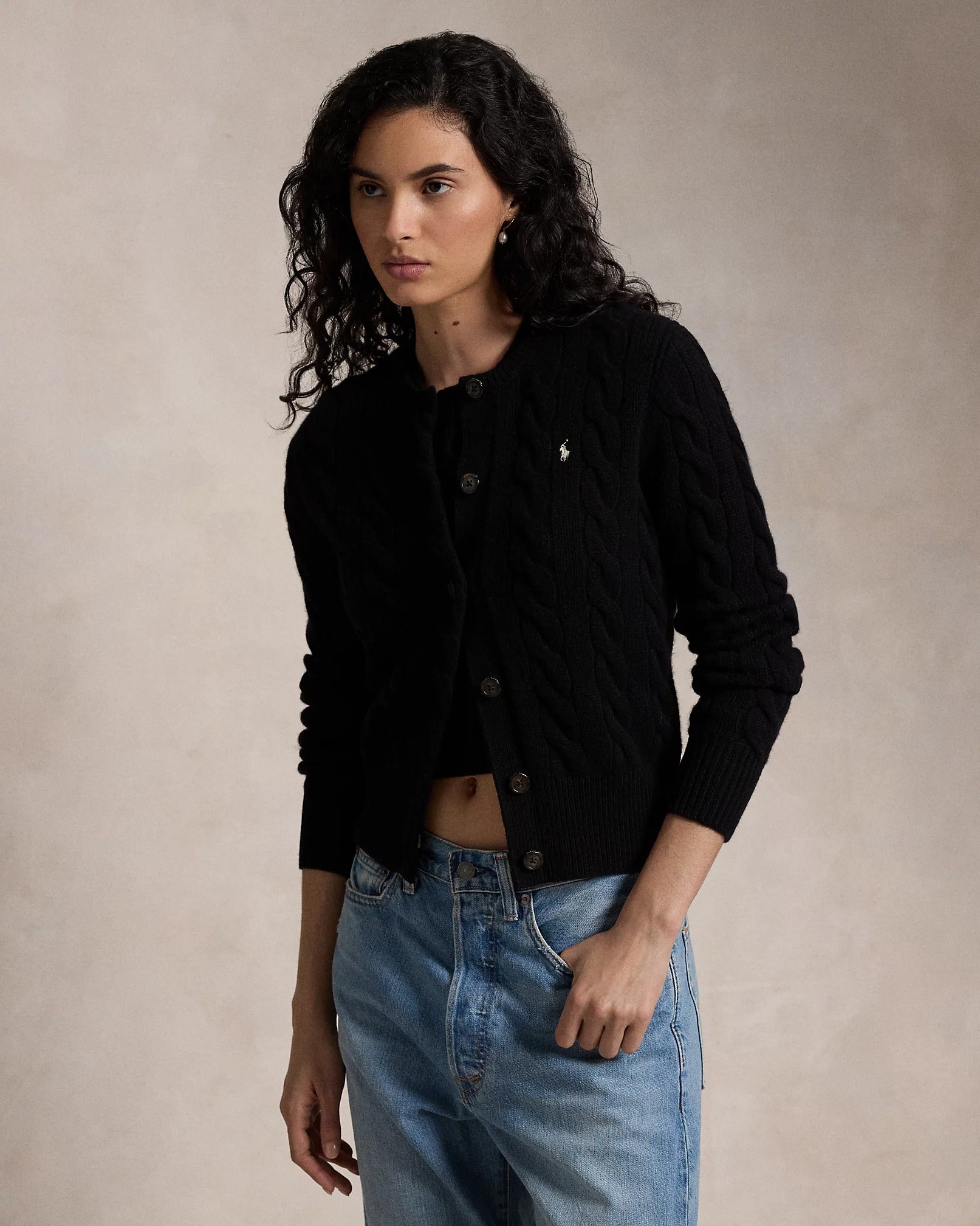 Cardigan aus Wolle und Kaschmir mit Zopfmuster