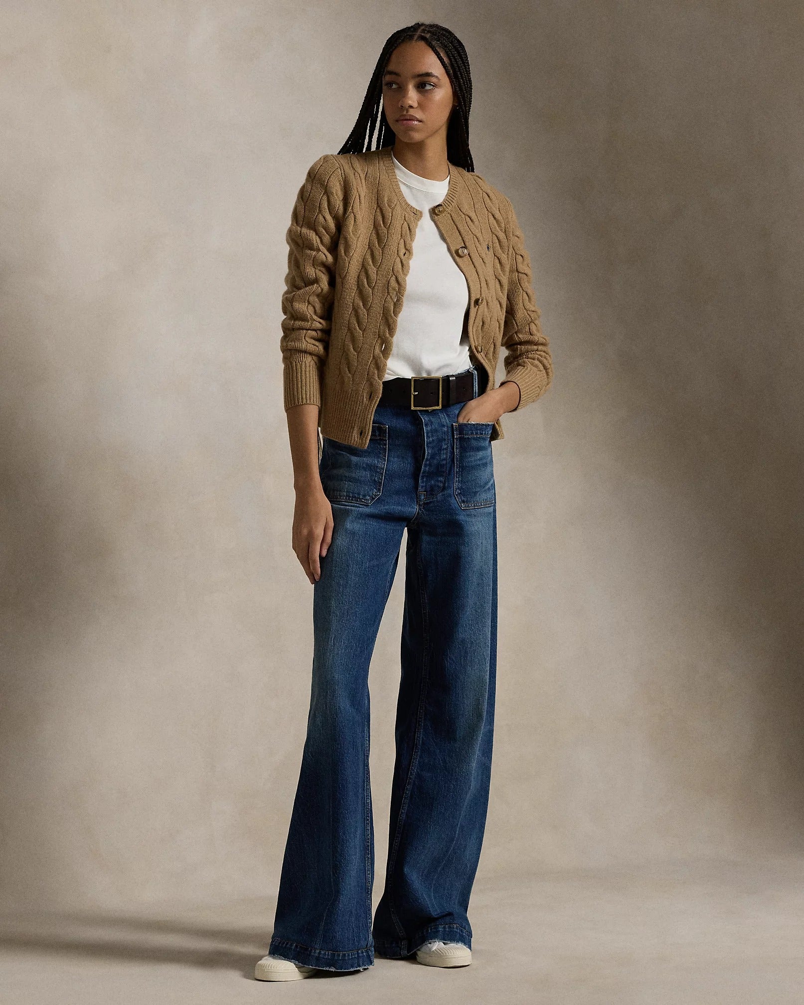 Cardigan aus Wolle und Kaschmir mit Zopfmuster